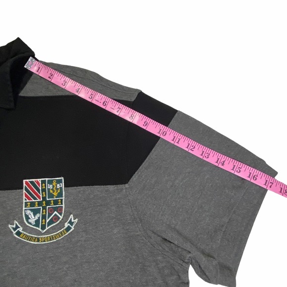 Nautica Sportswear Y2K Sailing Rugby Stripe Polo Shirt Mens Gray Black XL Retro - Picture 8 of 9